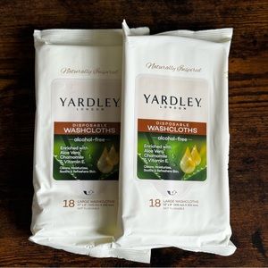 Yardley London 18ct Disposable Large Washcloths Alcohol Free Lot Of 2